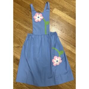 Girls CHOCOLATE SOUP Blue Floral Appliqué Jumper Dress Size 10 *C8